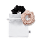 Medium pack silk scrunchies in a white pouch