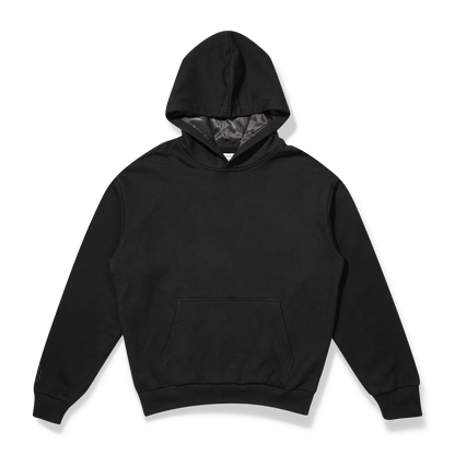 Black hoodie with silk lining on a transparent background. 