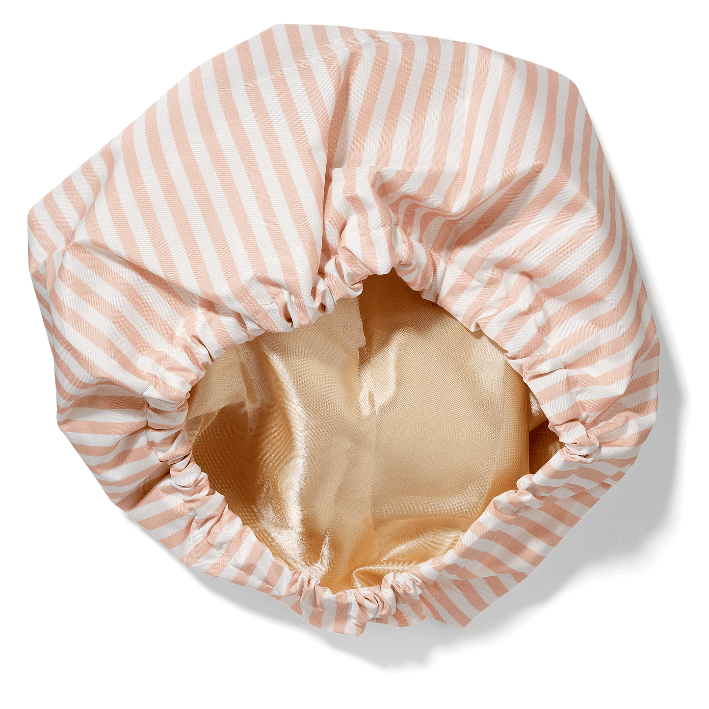 Bouclème satin-lined shower cap showing inner satin lining that protect curls