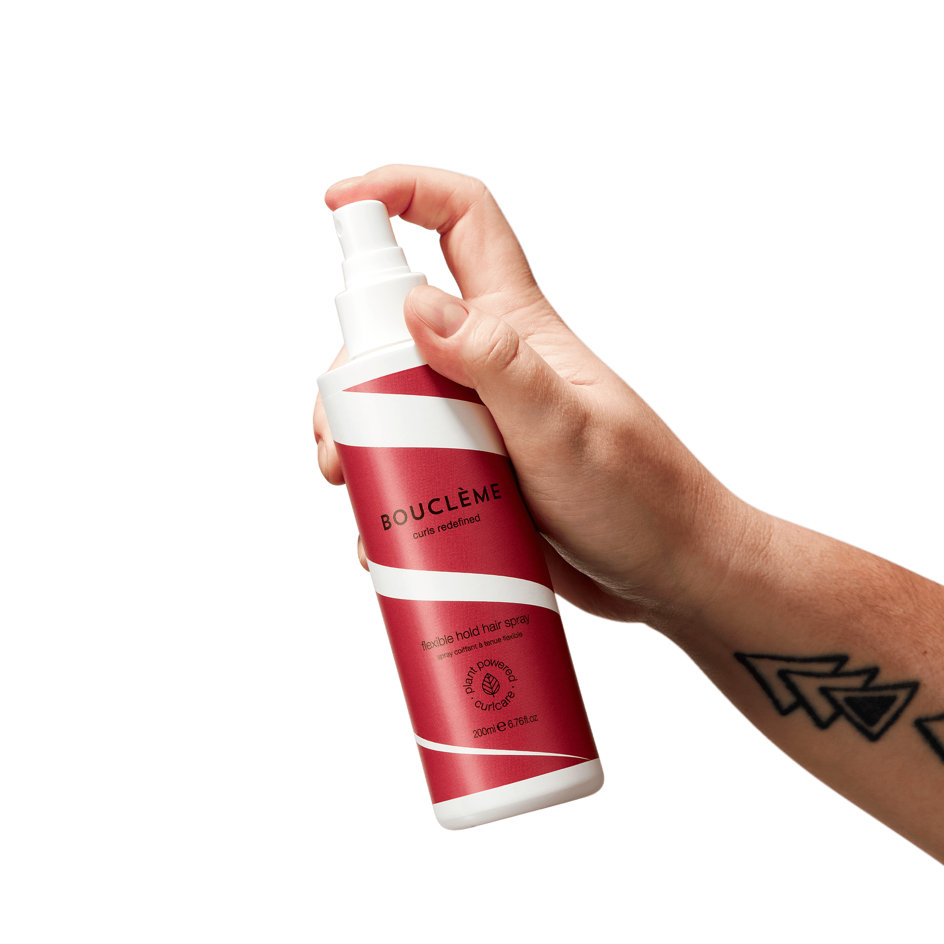flexible hold hair spray in model hand