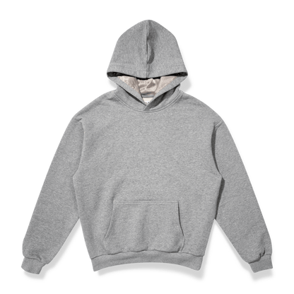 Grey hoodie with silk lining on a transparent background. 