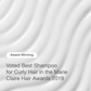 Curl Cleanser cream texture. Text: Award-winning. Voted Best Shampoo for Curly Hair in the Marie Claire Hair Awards 2019