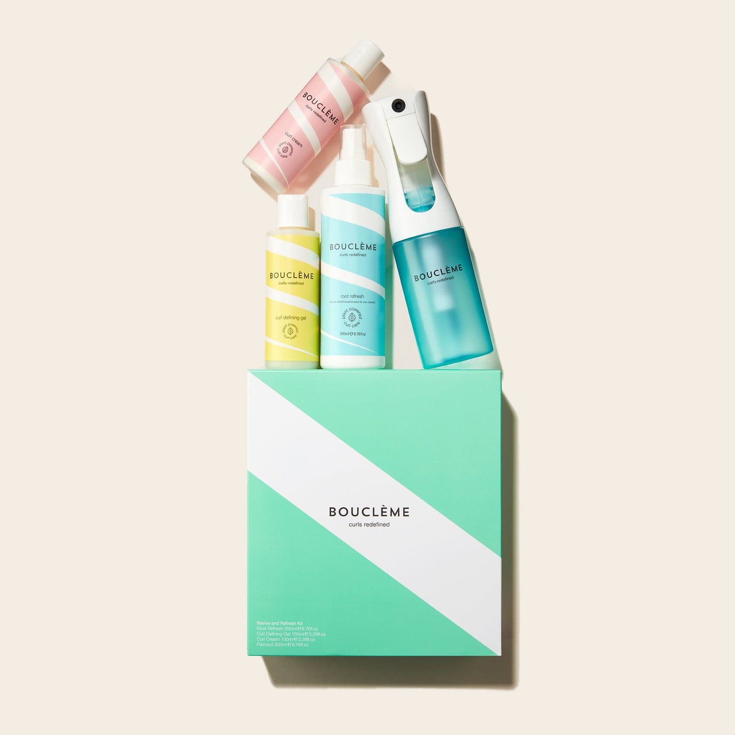 The Boucleme Revive and Refresh Kit for Curly Hair. To effortlessly refresh between-wash curls.