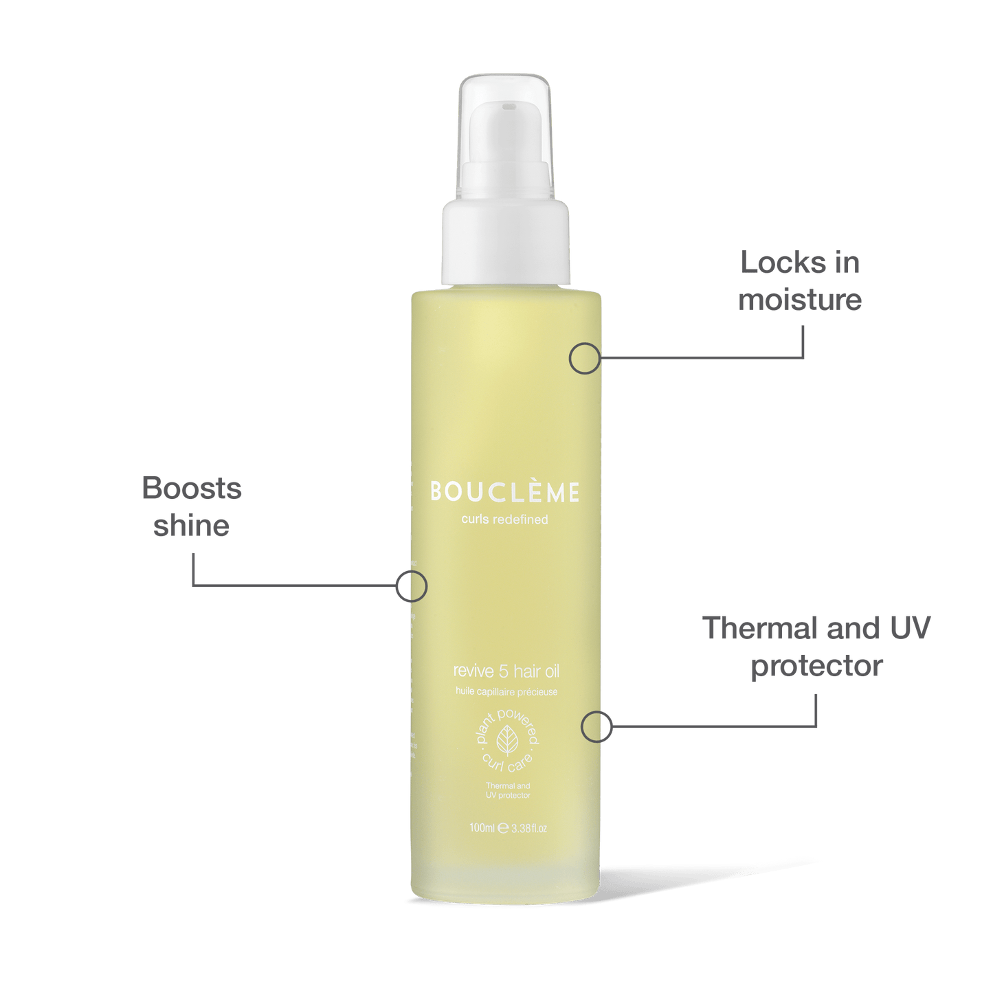 A nutrient rich, lightweight oil by Boucleme that conditions and protects hair against humidity.